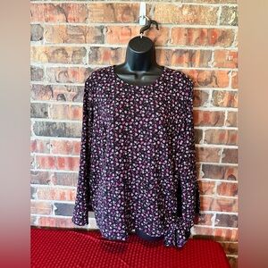 Jones New York Pink Violet Long Sleeve Top with Side Tie Women’s Size:Large